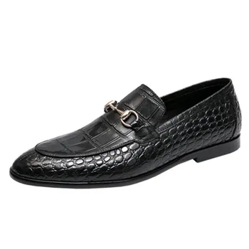 Britų vyriški batai šlapi batai krokodilo modelis verslo atsitiktinis batai vyrams, kvėpuojantis viena koja tingus batų