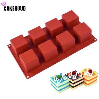 CAKEHOUD 8 skyles Mažas Kvadratas 3D Formos Non-Stick Silikono Torto Forma Kepimui 