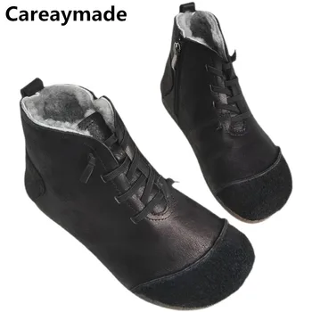 Careaymade-natūralios odos, vilnos Moterų Batai, vyriški batai, rankų darbo gryno Moterų batai medvilnės sniego batai Rudens Batai,2color