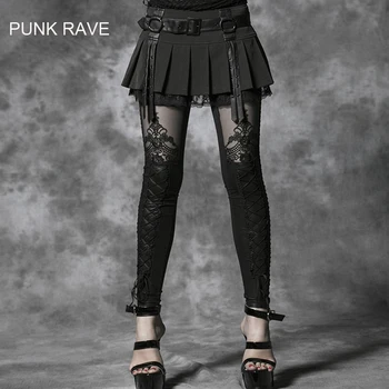 Didysis išpardavimas 37 sumažinti iki 19 Punk Rave KERA Gotikos reljefinis dekoratyvinis modelio Strechy antblauzdžiai Kelnės Steampunk Moterų mados K144