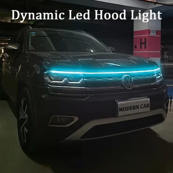 Dinaminis Universalus 12V Automobilio LED Gaubtu, Šviesos važiavimui Dieną Juosta atspari Vandeniui Lankstus Auto LED Dekoratyvinis Atmosfera Lempos Aplinkos