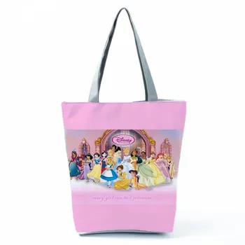 Disney Princesė Spausdinti Pečių Maišą Nešti Animacinių filmų Ekologinio Daugkartinio naudojimo Pirkinių Krepšys Paplūdimio Krepšys Didelės Talpos Rankinės Mergaitė Moterų Dovana