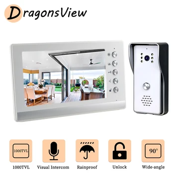 DragonsView 7 Colių Domofonas Vaizdo Durų Telefoną su 1000TVL Doorbell Kamera Rainproof Vieno Lauko Ryšio Pulto Home Security
