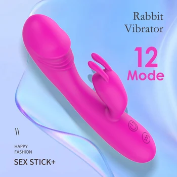 Dual Motor Dildo Rabbit Vibratorius 12 Greičių Vibracijos Sekso Žaislas Moterims G Spot Massager Klitorio Stimuliatorius Suaugusiems