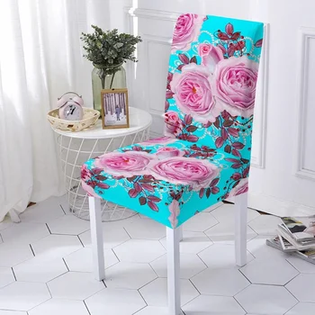 Elastinga, Valgomojo Kambario Kėdės Apima Strech 3D Spausdinimo Gėlė, Kėdė Slipcover Spandex Kėdė Kambarį Šalis, Vestuvių Dekoravimas