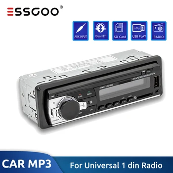 ESSGOO Automobilio Radijo 1 Din, Bluetooth, MP3 Grotuvas Dual USB SD Kortelė, AUX Įvestis, FM, Power-off Memory Laikrodis Universalus AutoRadio