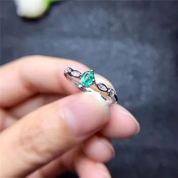 Fine jewelry Inkrustacijos gamtos turo smaragdas žiedas Sidabro Atidaryti Moteris reguliuojamas paramą nustatymo