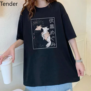 Fushiguro Megumi Spausdinti Anime Džiudžiutsu Viršūnes Moterys T-shirt, Derliaus Prarasti Trumpas rankovės 2021 Karšto komiksų Estetika tshirts moterims
