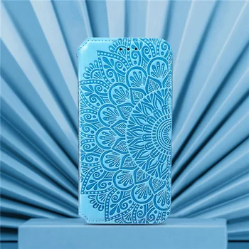 Gėlių Odinis dėklas iPhone 11 12 Pro XS Max X XR 8 7 Plus SE 2020 Flip Book Case Cover Coque 