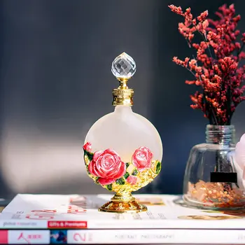H&D Vintage Stiklinis Kvepalų Buteliukas Tuščias Refillble Dekoratyvinių Rožių Gėlių Stilius Išgalvotas Crystal Kvepalų Buteliukai(Aišku,30ML)