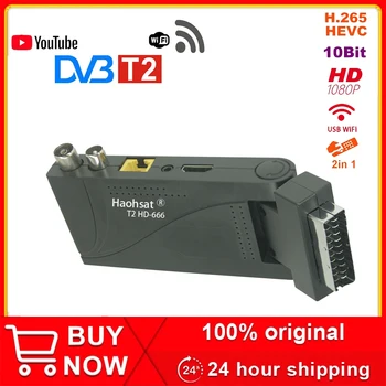 Haohsat DVB T2 HD-666 Scart HD Palaiko H. 265 HEVC 10-bitų Antžeminis Imtuvas Combo TV Imtuvas su Antena USB YouTude App