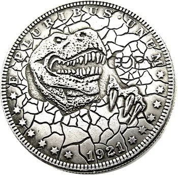 HB(28)JAV Valkata 1921 Morgan Doleris Dinozaurų Kūrybos Monetos Paspaudus Sidabro Padengtą Kopijuoti Monetas