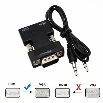 HDMI suderinamus į VGA Adapteris su Garso Uostas Moterų Video Converter 3.5 mm PS4 Nešiojamas PC TV Box, Monitorius, Projektorius,