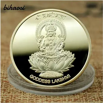 Indijos deivės Lakšmi auksą, padengtą auksu Taiji Fengshui Buda metalo ženklelis monetos proginių monetų kolekcija iš Indijos, Jis