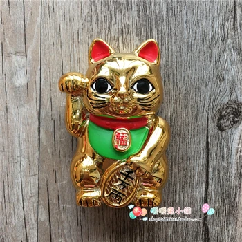 Japonijos Aukso Laimingas Katinas Talismanas Dervos Šaldytuvas Magnetas trimatis Magnetinis Lipdukas