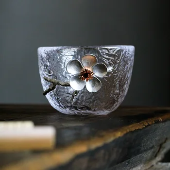Japonijos Stiklo Taurės, TeaCup, Alavo Puodelis, vienos Taurės, gėlių , Kung Fu Arbatos Nustatyti Geriamojo Stiklas skaidrus 12 stilius neprivaloma