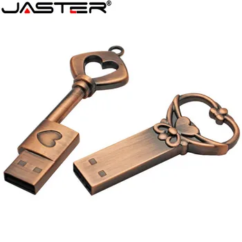 JASTER Pen Ratai Metalo Gryno Vario Širdies Raktą Dovanų USB Flash Drive mini USB Raktą Originali 4gb 8gb 16gb 32gb 64GB Nykščio Stick