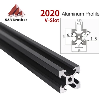 Juodos spalvos 100-800mm 2020 V-Įpjovos Aliuminio Profilių Ekstruzijos Rėmas CNC Lazerinio Graviravimo Staklės, 3D Spausdintuvą, Fotoaparato Slankiklį Baldai