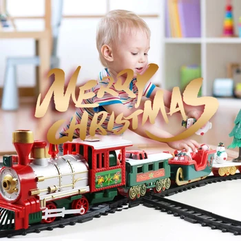Kalėdų Elektrinio Traukinio Žaislų Geležinkelių Automobilių Mini Traukinio Bėgių Rėmas Su Garso, Šviesos, Kalėdų Medžio Dekoro Vaikas Žaislas Naujųjų Metų Kalėdų Dovana