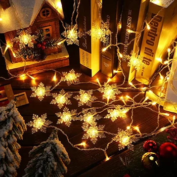 Kalėdų lempos lauko atmosferą apdailos pakabinti po 0,4-0,6 m, Led snaigė lempos, užuolaidų string lempos šalis sodo pastogės apdaila.