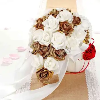 Karšto Elementus!! Vestuvių Nuotakos Puokštė Blizgučiai Gėlės Rožės Kristalų Šalies Namų Dekoro Bridesmaid