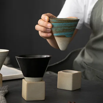 Keraminį espreso kavos puodelį Kūrybos rankomis dažyti glazūra arbatos puodelio su pagrindo Rupi keramikos asmens arbatos puodelio nustatyti kempingas kavos puodelio