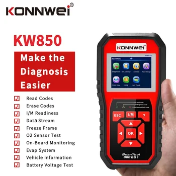 KONNWEI KW850 OBD2 Automobilių Skeneris OBD2/EOBD Profesionalus Automobilių Diagnostikos Skaitytuvas Įrankis OBD2 Aptikimo 12V, Baterijos Bandymo Kodas Skaitytojas