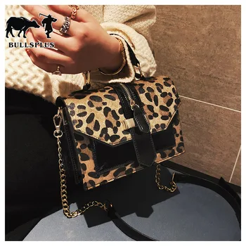 Krepšys moterims 2021 naujų korėjos mados leopardas spausdinti mažas kvadratas maišo grandinę, vieną petį krepšys banga savaitgalį krepšys