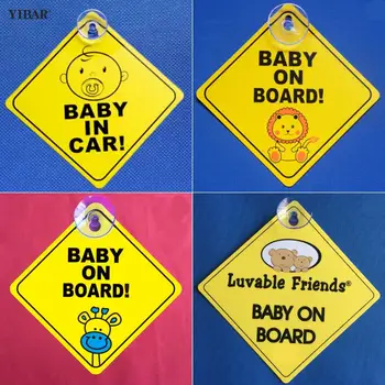 Kūdikių Laive Saugos Įspėjimas Lipdukas Su Siurbimo Taurės Automobilių Langų Geltona Atspindintis Įspėjamasis Ženklas Saugaus Vairavimo Accesorios