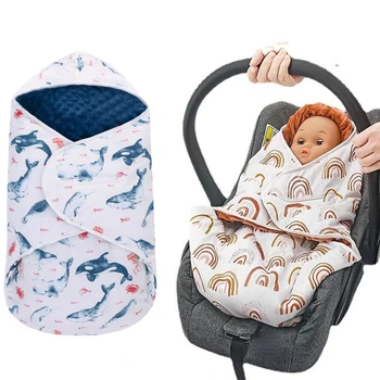 Kūdikių suvystyti rudens ir žiemos sutirštės naujagimių medvilnės antklodė baby sport kepuraitė aksomo anti-shock miegmaišį