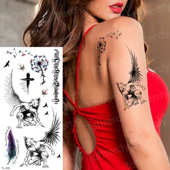 laikinos tatuiruotės moterys angelas tatuiruotė kiaulpienių eskizas tatuiruotė lipdukas kūno meno tatuiruotė netikrą vandens perdavimo tatuiruotė kojos, rankos raištį