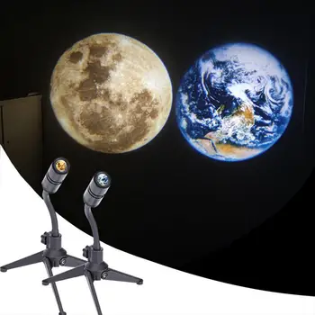 LED Projektorius Star Night Light 2 In 1 Mėnulio Žemės Projektoriaus Lempa 360 Pasukti Laikiklis USB Vaikų Miegamasis Dekoro Šviesos