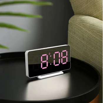 LED Skaitmeninio Laikrodžio Atidėti žadintuvo Skaitmeninės Veidrodinės Laikas, Data Ekranas, Elektroninis Laikrodis USB Įkrovimo Elektroninių Stalo Laikrodis