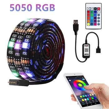 LED Šviesos Juostelės USB 5050 Bluetooth 5V LED RGB Šviesos Lanksti LED Lempos Juosta RGB Juostelėms TV Darbastalio Ekrano Apšvietimas Diodų Juosta