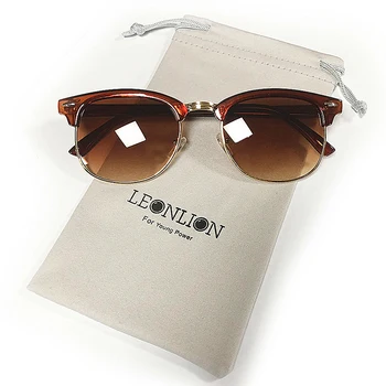 LeonLion 100% Poliarizuota Derliaus Pusiau Taškus Prekės Dizaineris Akiniai Nuo Saulės Moterims/Vyrams Klasikiniai Oculos De Sol Gafas Retro Saulės Akiniai