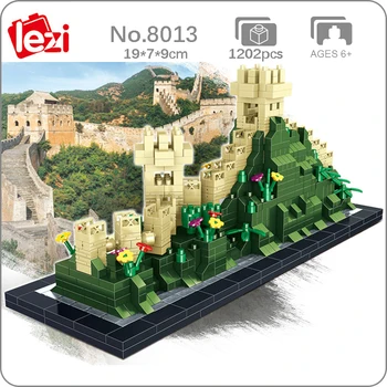 Lezi 8013 Pasaulio Architektūros China Great Wall Stanica Modelis Mini Diamond Blokų, Plytų Pastatas Žaislas Vaikams ne Lauke