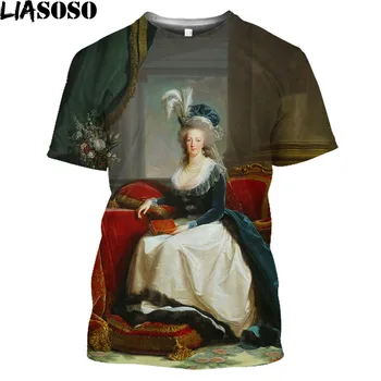 LIASOSO Marie Antoinetter Spausdinti Marškinėliai Napoleonas Ženklelis Trumpas Rankovės Grafinis Marškinėliai Vyrams prancūzijos Armijos Vėliava Harajuku Marškinėliai