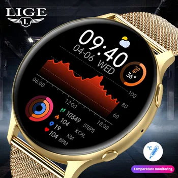 LIGE Smart Watch Žmogaus Kūno Temperatūra Bluetooth Balso Asistentas Visą Ekraną Smartwatch Moterų Smart Laikrodis Žiūrėti Vyrams