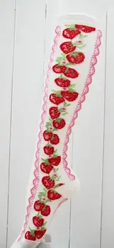 lolita tube kojinės braškių nėrinių kojinės su gražia gėlių moterų Lolita kojinės japonijos Saldus Kawaii Girl šalies rūmai