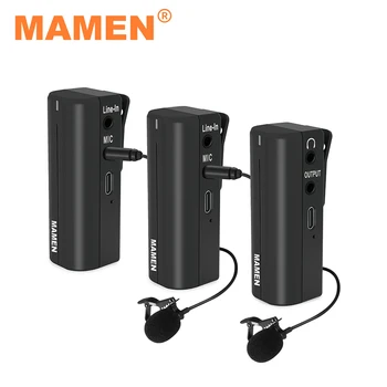 MAMEN 2,4 GHz Belaidžio ryšio Lavalier Įrašymas Mikrofonas Built-in Baterijos Siųstuvo Imtuvo Telefono Kamera VLOG Interviu