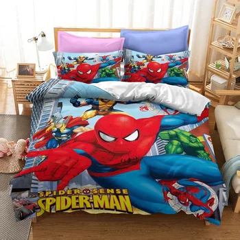 Marvel Spider-Man Patalynės Komplektas, Miegamojo Antklode Padengti Užvalkalas Už Dvigulė Lova Namų Comefortable Studentų Bendrabutyje 3-Piece Set