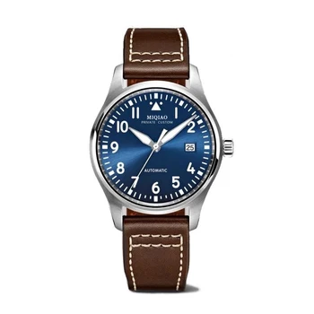 mechaninė mens watch automatinė Pažymėti XVIII rudos odinės mėlynos