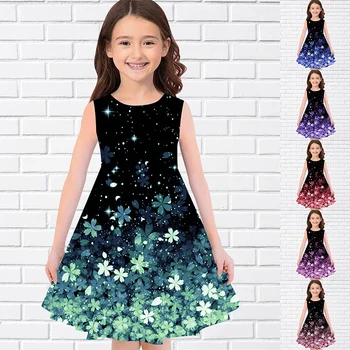 Merginos 3D Spausdinimo Suknelės Vaikams Mergina Šalies Rankovių Princesė Dress Bakas 3D Spausdinimo Gana Drugelis Suknelė