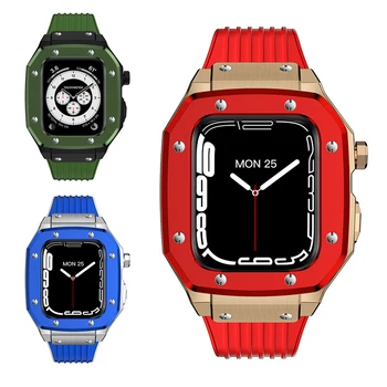 Metalo atveju+Diržu, apple watch 7 serijos 45mm 44mm Lauke+bamperis screen protector, Rėmas+apyrankė iwatch 6 5 4 SE Juosta Priedai