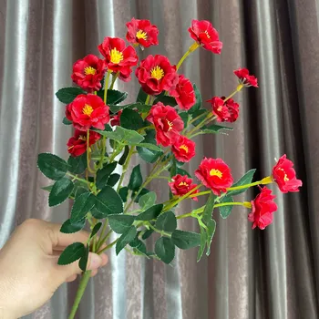 Mielas mini rožių puokštė su lapais šilko netikrą gėlės valgomojo stalo dekoro partija pasisako flores artificiales