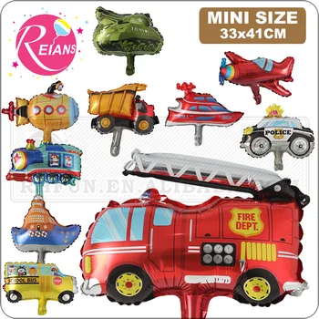 Mini Transporto priemonių serija balionai su Gimtadieniu vaikai Motociklo Dekoracijos automobilių baby shower dovana bakas traukinio Fire truck globos