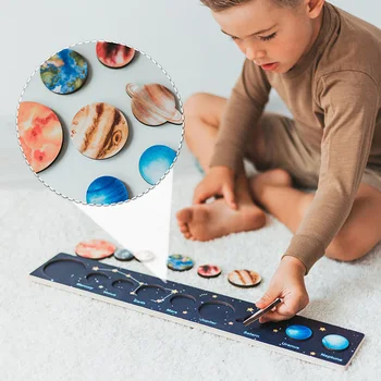 Montessori Saulės Sistemos Įspūdį Žaislas Vaikams, Berniukas, Mergaitė, Medinės Planetų Dėlionės stalo Žaidimas Žaislas Astronomijos Mokymosi Žaislas