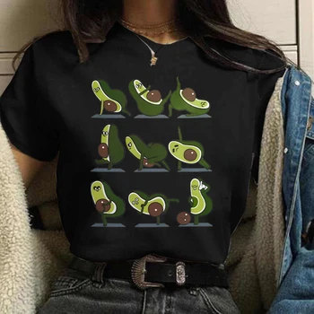 Moters Drabužiai marškinėliai Moterims Atsitiktinis Apvalios Kaklo Estetinės Trumpas Rankovėmis Tee-shirt Streetwear Moterų Paprastas Avokado Modelis tshirts