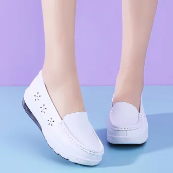 Moterų batai Medvilnės slaugytoja batai moterims atsitiktinis minkštas vienintelis vasaros baltos pleišto oda motina batai oro pagalvėlės vienintelis