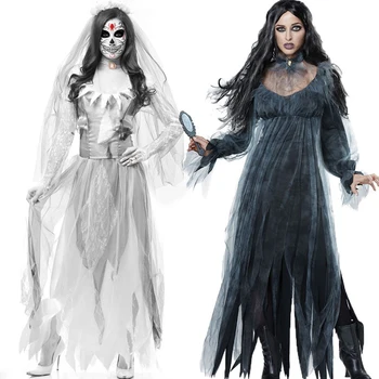 Moterų Cosplay Helovinas Kostiumas Siaubo Dvasios Miręs, Lavonas Zombie Nuotakos Suknelė